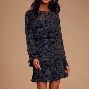 Lulu's Black and White Long Sleeve Dress